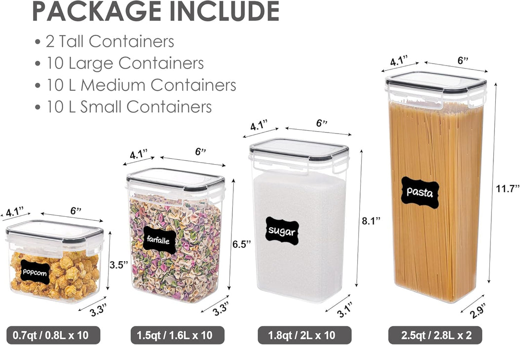 32pcs Airtight Food Storage Containers Set, BPA Free Plastic Kitchen and Pantry Organization Canisters with Lids for Cer