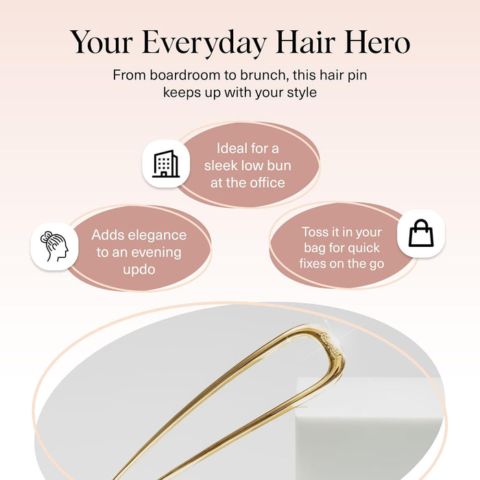 French Hair Pins for Women | Secure Hold All Day - Gold, 1pc