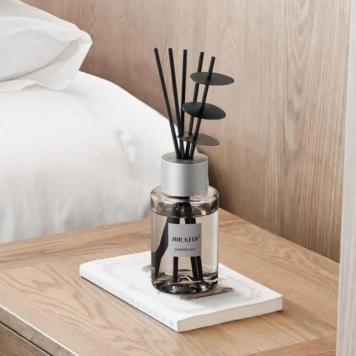 Reed Diffuser/Grey Reed Diffuser Set/6.7 oz(200ml)/Jasmine Lily Oil Diffuser & Reed Diffuser Sticks/Home Decor & Office Decor, Fragrance and Gifts
