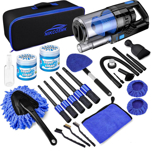 17pcs Car Detailing Kit Interior Cleaner, Car Interior Cleaning Kit with Handheld Car Vacuum, Car Detailing Brushes, Win