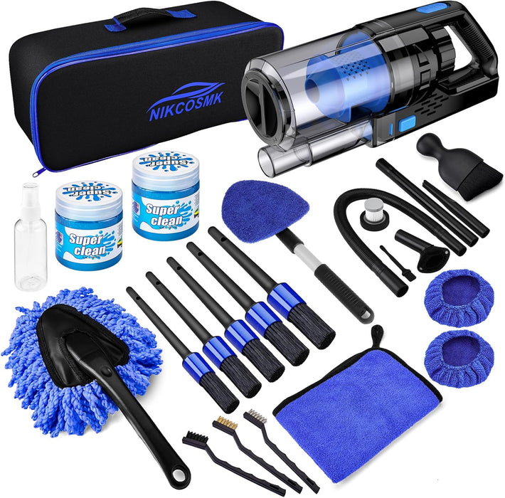17pcs Car Detailing Kit Interior Cleaner, Car Interior Cleaning Kit with Handheld Car Vacuum, Car Detailing Brushes, Win