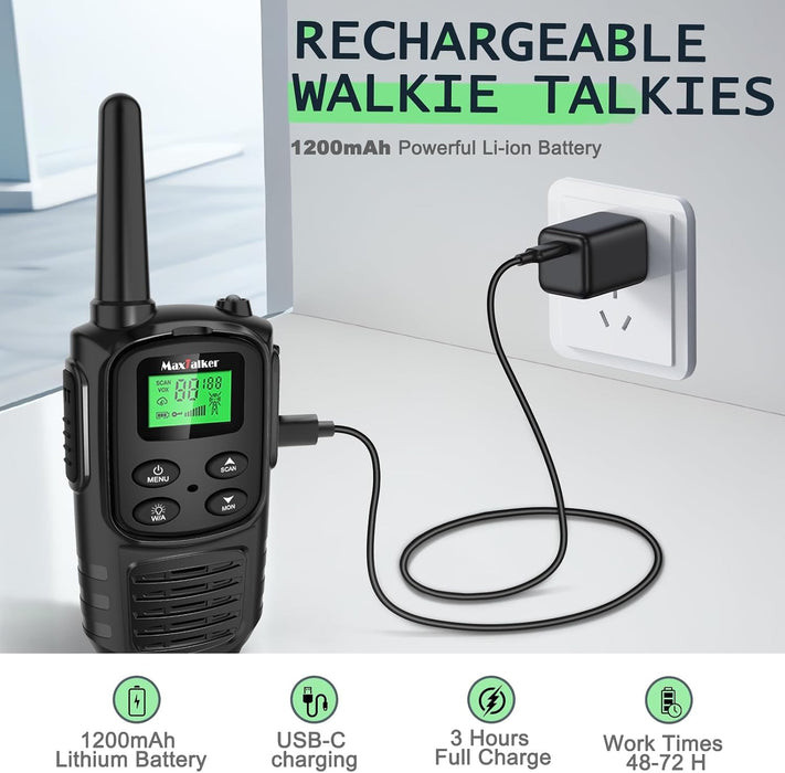 Walkie Talkies Long Range for Adults, Rechargeable FRS Two-Way Radio, 2Pack