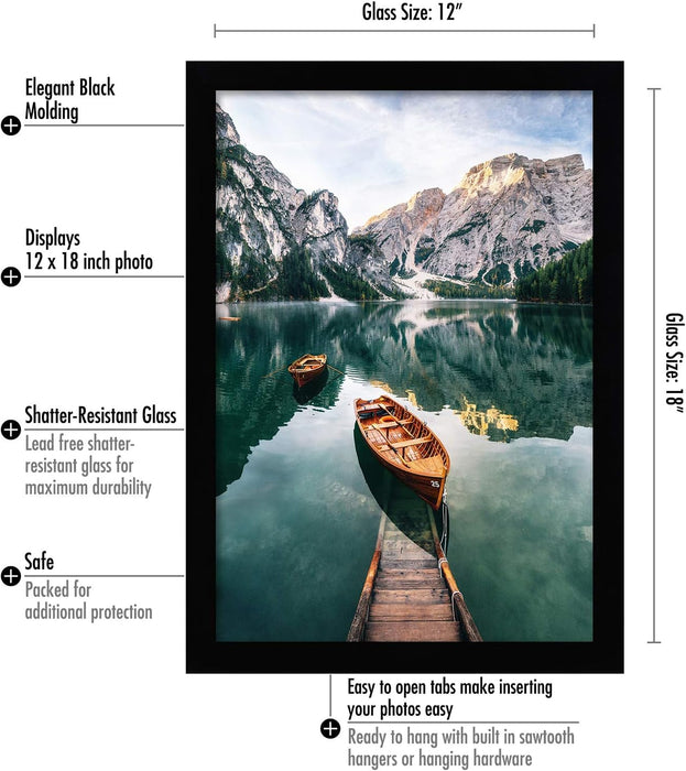 12x18 Picture Frame - Engineered Wood - Black