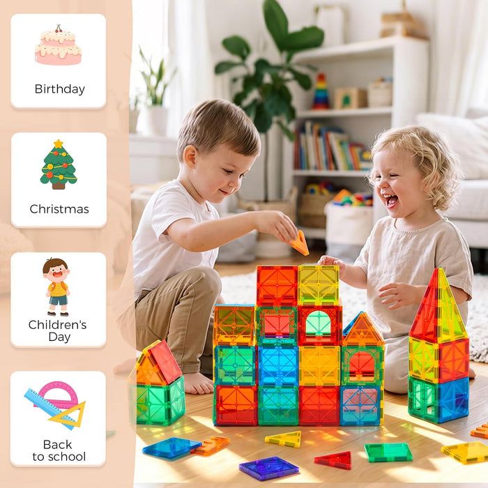 Magnetic Tiles, 110PCS Magnet Building Blocks STEM Toy for Kids