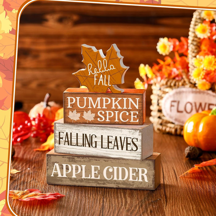 4 Pcs Fall Decor Wooden Maple Leaf Decoration Thanksgiving Decor
