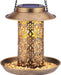Solar Bird Feeder for Outdoors Hanging, Metal Wild Bird Feeder for Cardinals Solar Garden Lantern with S Hook as Gift fo