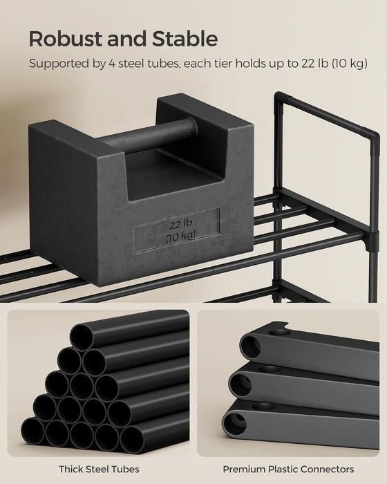Shoe Rack, 3-Tier Shoe Organizer, Metal Storage Shelf
