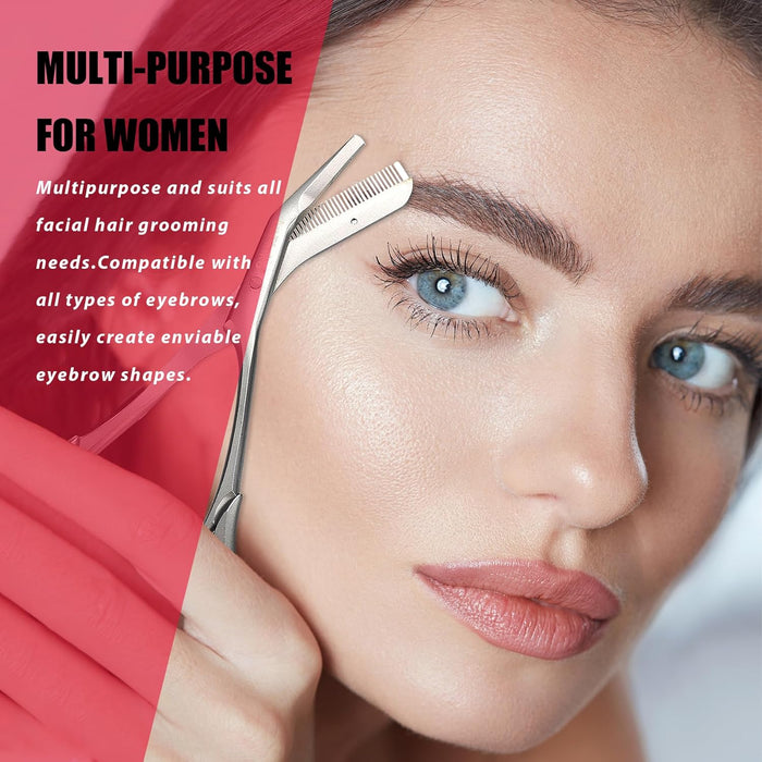 Eyebrow Scissors with Combs For Trimming and Shaping, Powder Steel, Gray