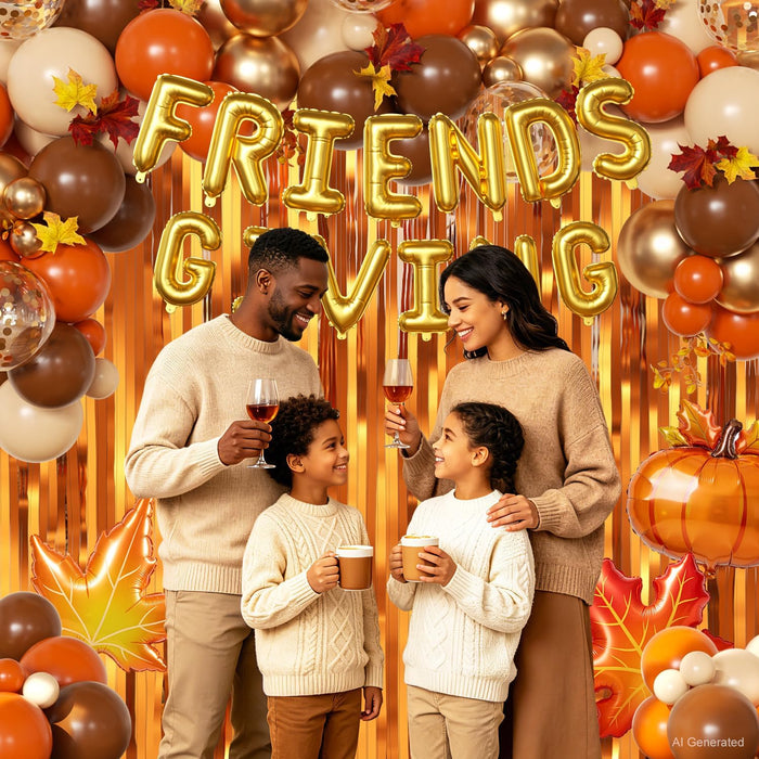 Give Thanks Foil Balloon Arch Kit for Thanksgiving Fall Party Decorations