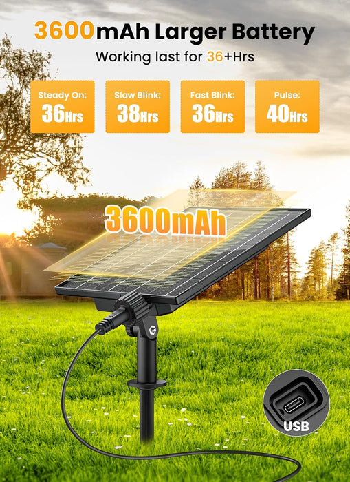 108FT 52LED Solar String Lights Outdoor with Remote & USB Port