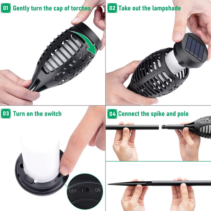 Solar Torch Light with Flickering Flame for Halloween Decorations