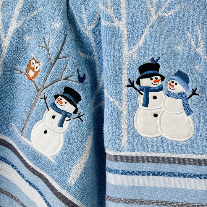 Christmas Winter Friends Snowman Hand Towel Set-2pc, Blue