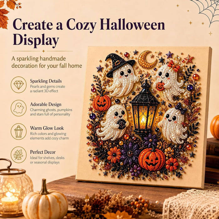 Halloween Ghost Pearl Diamond Art DIY Kit 3D Diamond Frameless (Ghost)