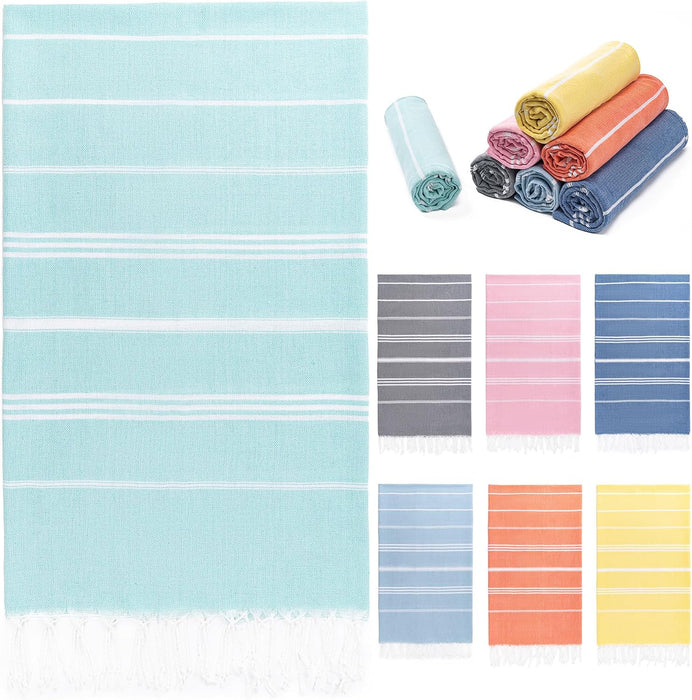 Turkish Beach Towel, 36"x71" Quick Dry Sand Free Oversized Towel, Aqua