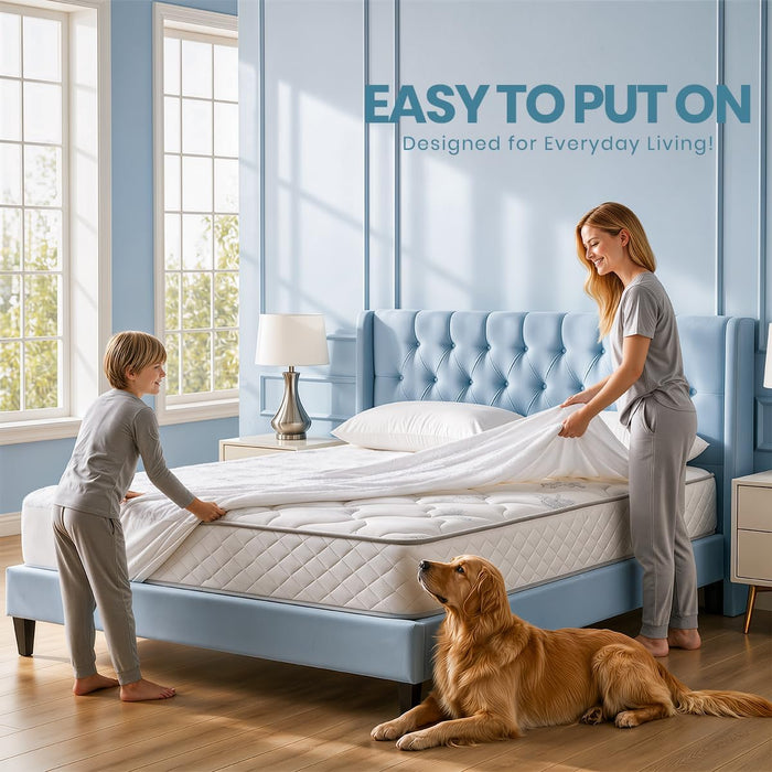 Waterproof Twin Size Mattress Protector fits Upto 15" Deep Pocket