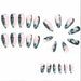 Almond Press Nails - Medium Fake Nails, Nude & Black, Glossy Stick On, Full Cover, 24 PCS/Set