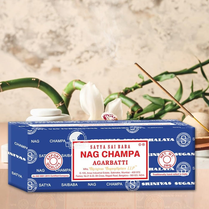 Sai Baba Nag Champa Agarbatti, 250gms Hand Rolled Fine Quality Incense Sticks for Purification, Relaxation, Positivity, Yoga, Meditation