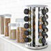 20 Jar Revolving Countertop Spice Rack with Spices Included, FREE Spice Refills for 5 Years, Polished Stainless Steel with Black Caps, 30020