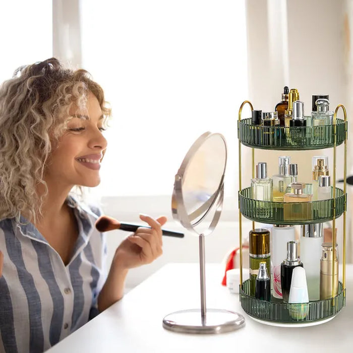 Three-Tier Rotating Cosmetic Organizer