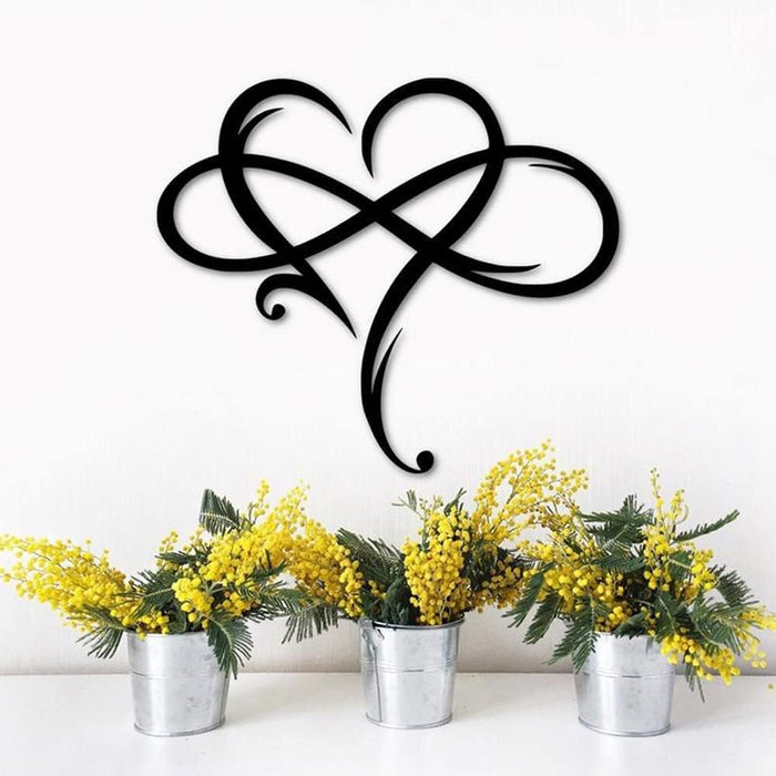 Infinity Heart Wall Decor, Unique Infinity Heart Metal Art Wall Decor Love Sign Steel Wall Plaques Bedroom Ornaments for