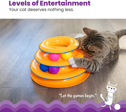 Tower of Tracks Interactive Cat Toy, 6 Spinning Balls, 10" x 5.3"