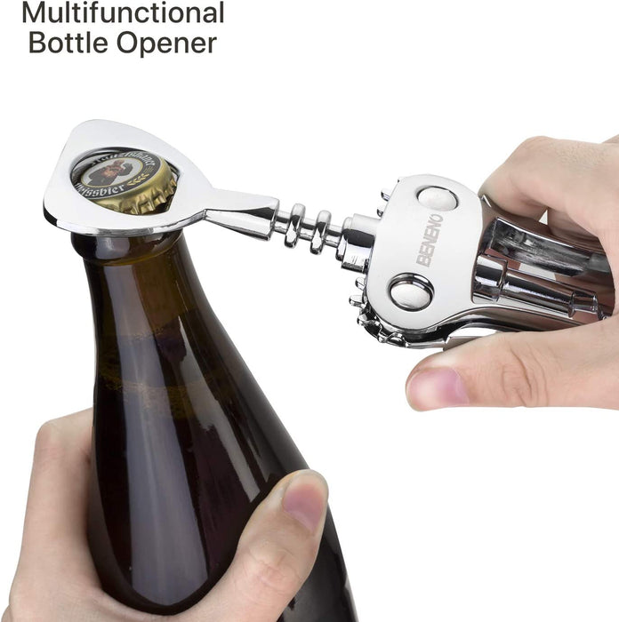 Wine Opener, Premium Wing Corkscrew Wine Bottle Opener, Silver