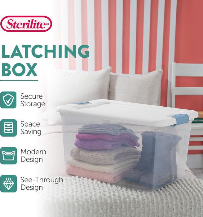 Latching Box with Lids for Home and Office, 64 Quart, 4-Pack