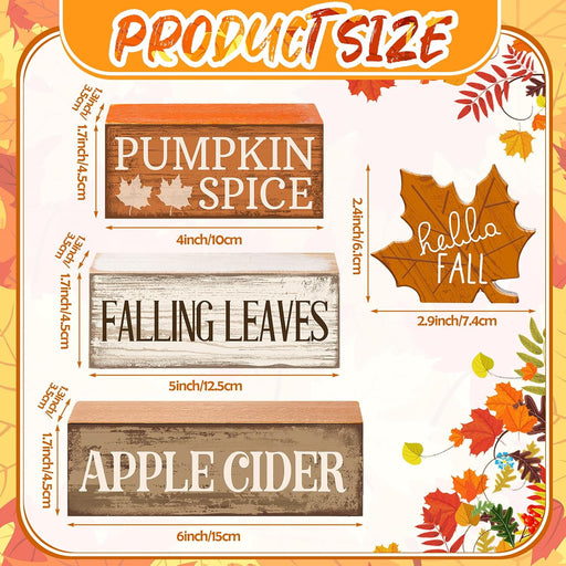 4 Pcs Fall Decor Wooden Maple Leaf Decoration Thanksgiving Decor