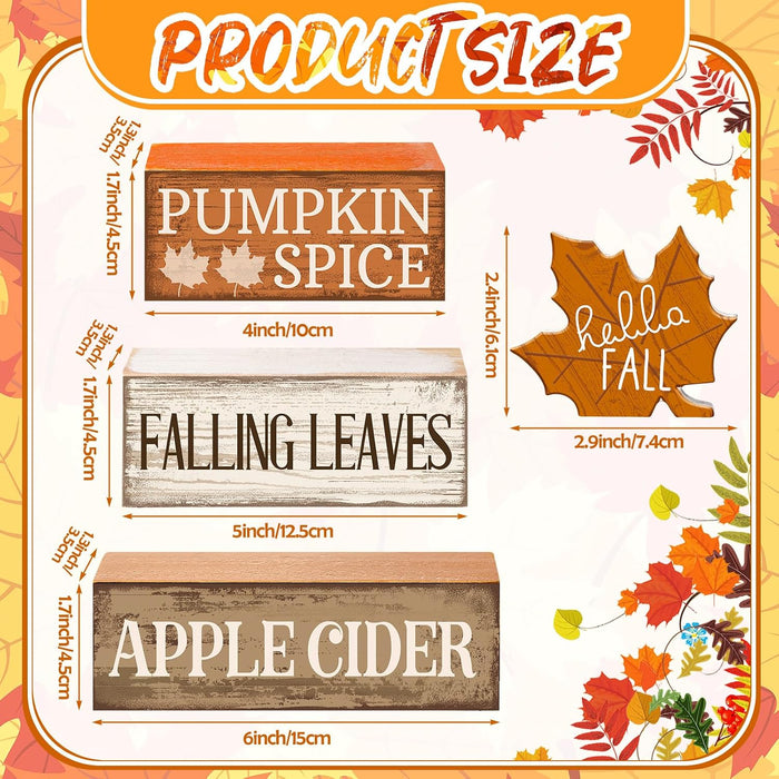 4 Pcs Fall Decor Wooden Maple Leaf Decoration Thanksgiving Decor