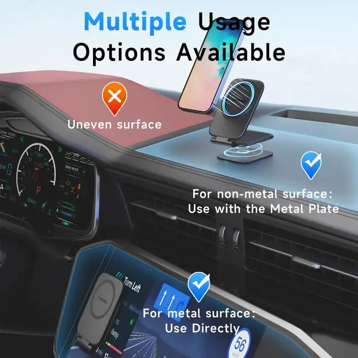 Dual-Sided Magnetic Dashboard Phone Mount — 360° Adjustable
