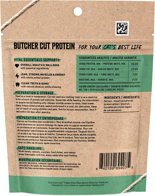 Freeze Dried Cat Treats, Salmon Bites, 1.1 oz Bag