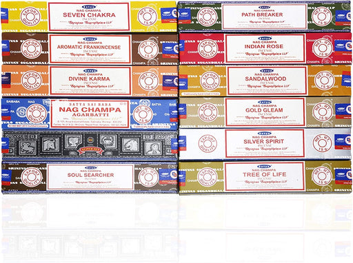 Incense Sticks Variety Pack 15gm x 12 Pack, Hand Rolled – Free from Chemicals - Organic & Perfect for Aromatherapy,Meditation, Church & Worship,Pack 2nd