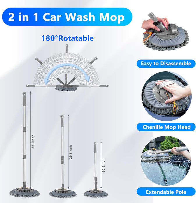 Car Detailing Kit with Foam Gun, Car Wash Mop for Deep Cleaning