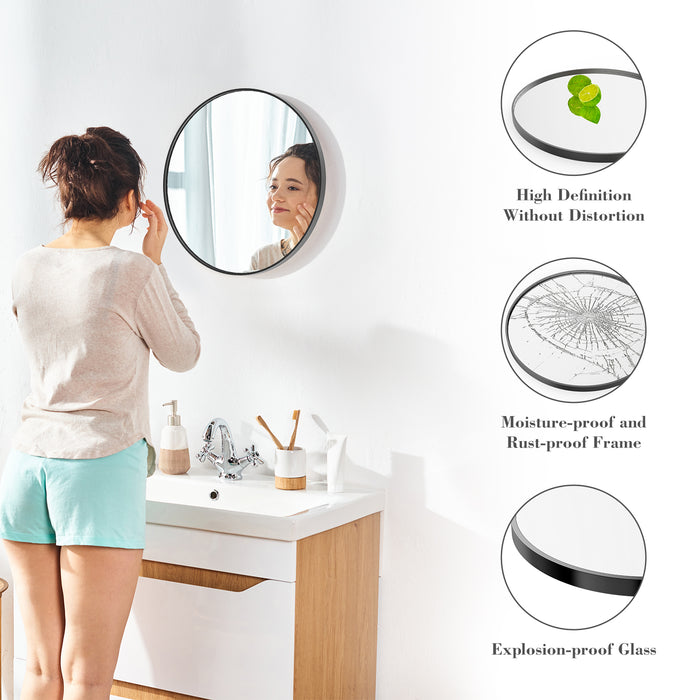 20-Inch Round Metal Wall Mirror