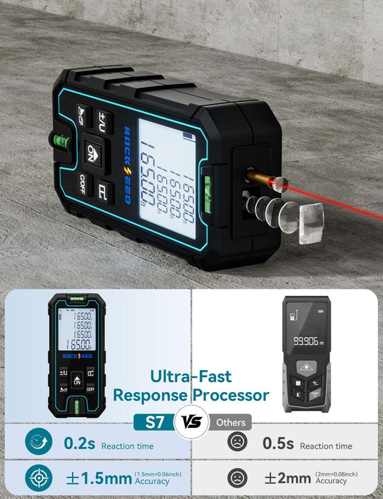 Laser Measuring Tool 165 Feet,  Portable Laser Measure, Digital Distance Measurement with 2 Bubble Levels, Laser Tape Measure with 5 Units Conversion