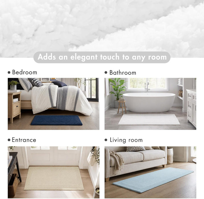 Splendor Reversible 100% Cotton Bath Rug, 21 x 34, White