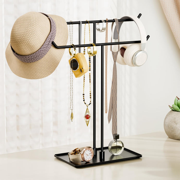 Necklace Holder Stand,Metal Jewelry Organizer for Home Decor,Black