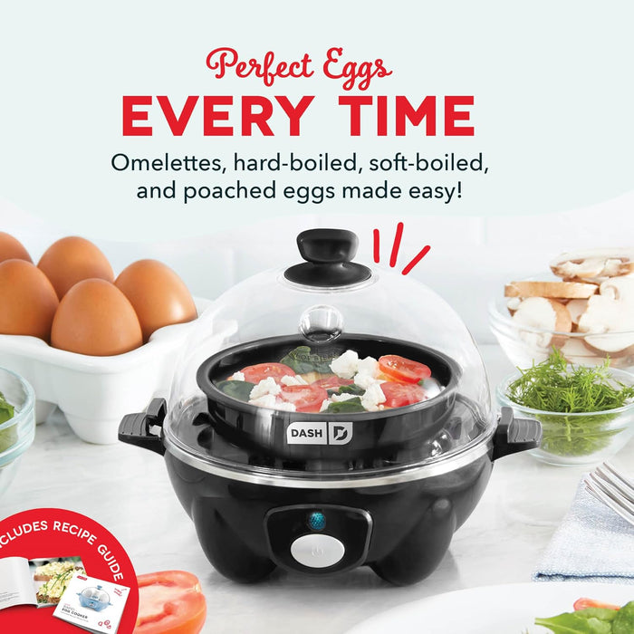 Rapid Egg Cooker, 7 Eggs, Hard Boiled, Poached & Omelettes, Black