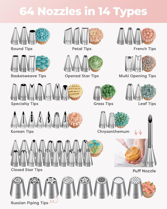 158 Cake Decorating Kit Baking Supplies Tools for Beginners & Pros