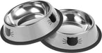 2 Pcs Non-Slip Stainless Steel Small Cat Food Bowls - Unbreakable, Thicken 7 Oz Cat Dishes - Indoor, Removable Rubber Ba