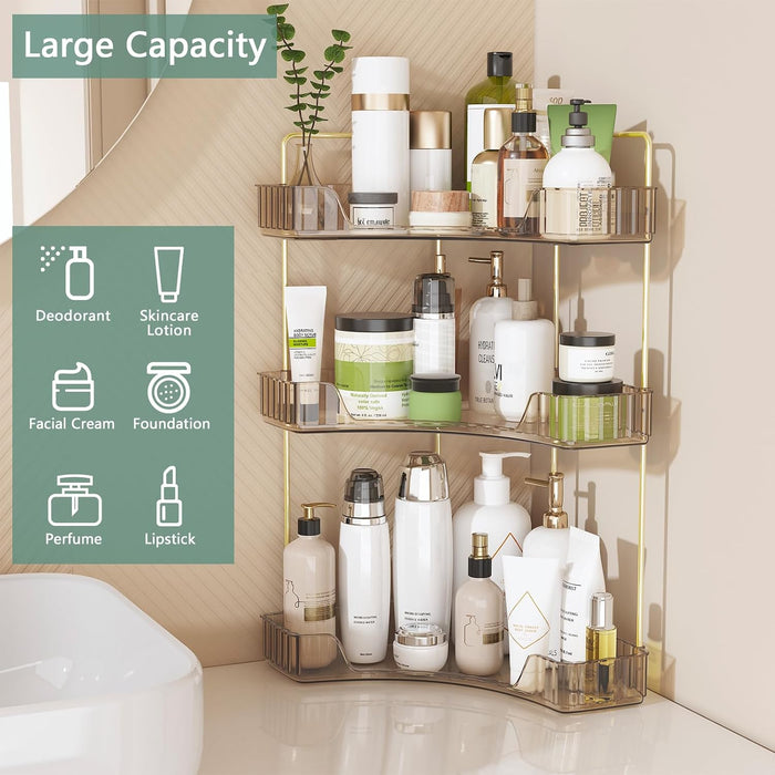 Corner Bathroom Shelf, 3 Tier Countertop Organizer for Vanity