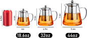 Glass Teapot Stovetop 18.6 OZ, Borosilicate Clear Tea Kettle with Removable 18/8 Stainless Steel Infuser, Teapot Bloomin