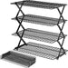 𝟐𝟒% 𝐎𝐅𝐅 4 Tier Collapsible Cooling Rack - Adjustable Black Stainless Steel Baking Rack with Mesh Leak Proof, Foldab