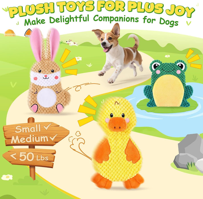 Dog Toys to Keep Them Busy, 3 Pack No Stuffing Interactive Dog Toys with Crinkle, Squeaky Puppy Chew Toys for Small, Med