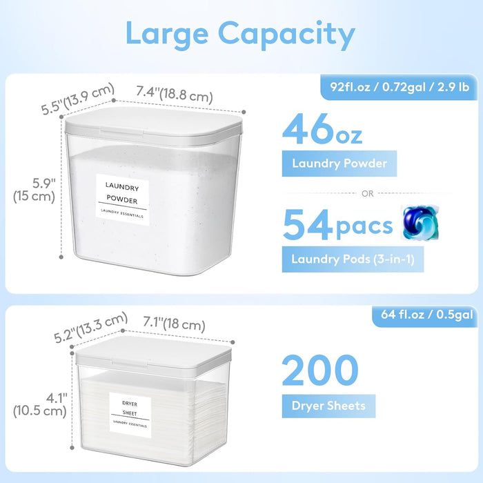 Laundry Pods Container with Pop-up Lid, 0.72+0.5 gal, 3 Pcs