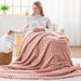 Fleece Ribbed Cozy Throw Blanket for Couch, Pink, 50"x60"