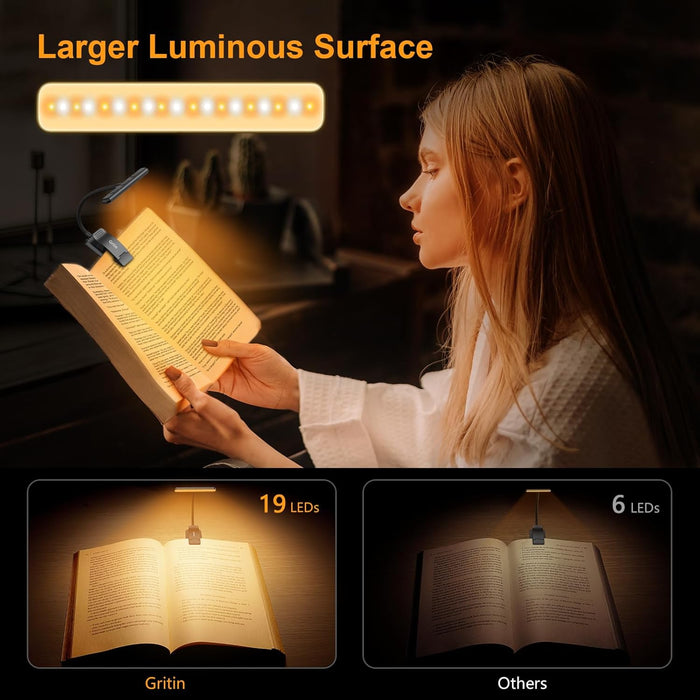 19 LED Rechargeable Book Light for Reading in Bed