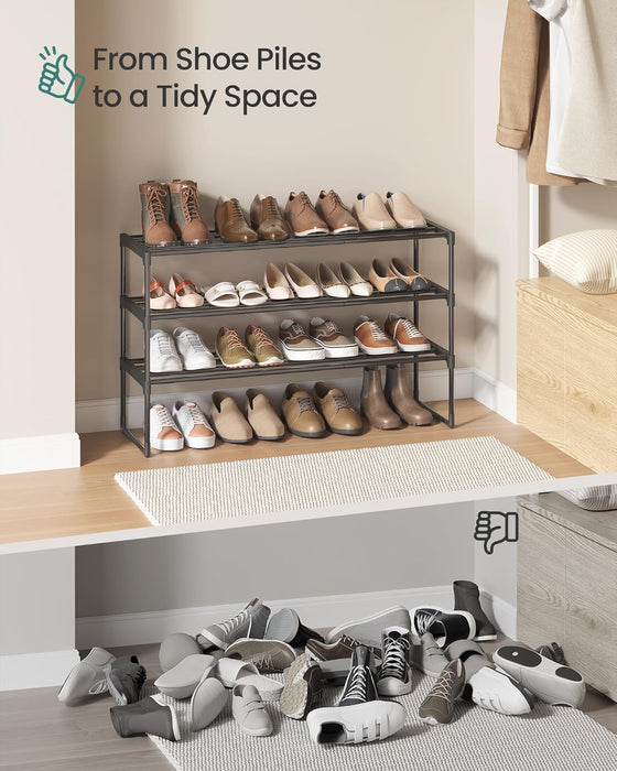 Shoe Rack, 3-Tier Shoe Organizer, Metal Storage Shelf
