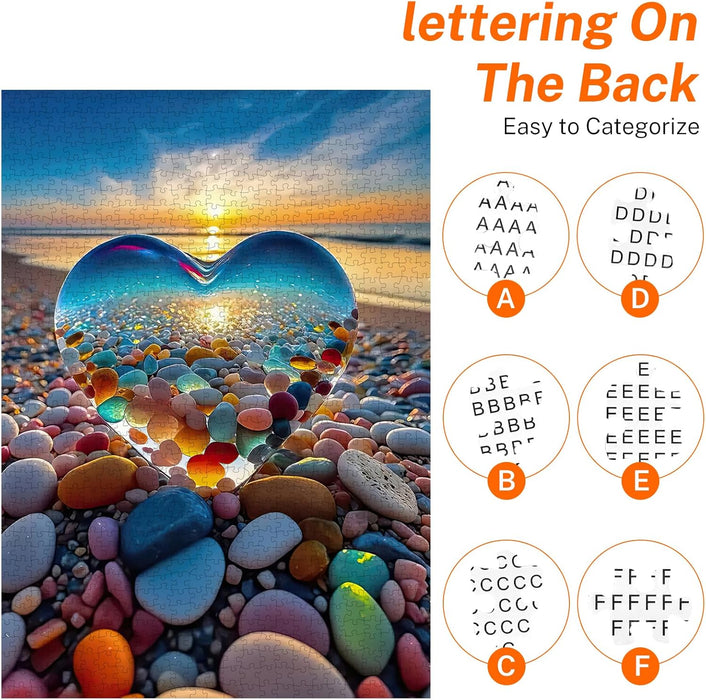 Jigsaw Puzzles for Adults 1000 Pieces, Love Pebbles Beach Puzzle, Impossible Difficult Hard Fun 1000 Piece Jigsaw Puzzle