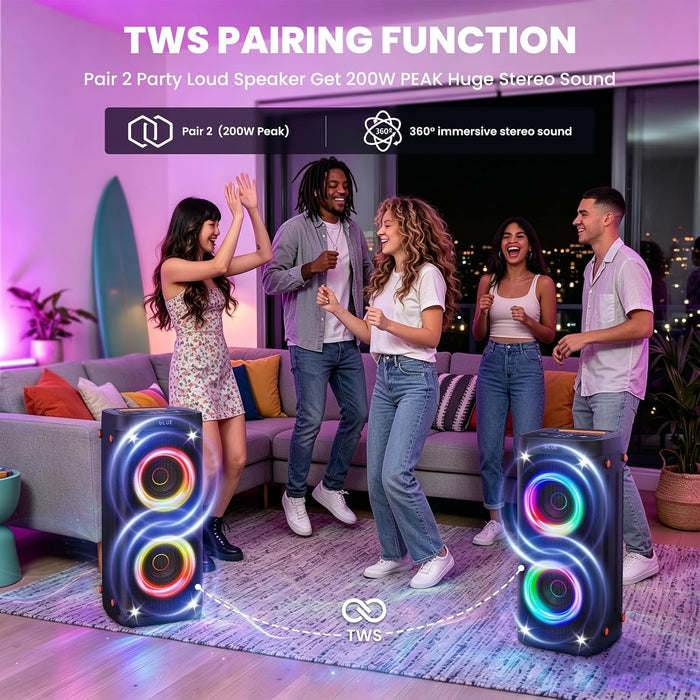 Party Speaker Bluetooth Wireless, Portable Karaoke Speaker with Microphone